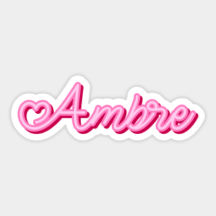 Ambre name pink heart Sticker